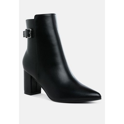Conchos Belt Detail Block Women Heel Boots