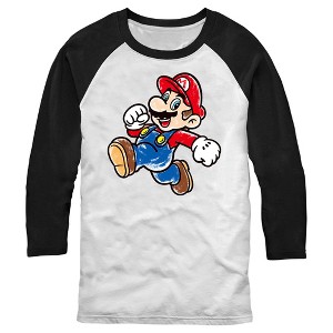 Men's Nintendo Jumping Mario Baseball Tee - 1 of 4
