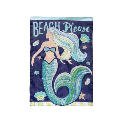 Evergreen Mermaid Beach Applique Garden Flag 12 x 18 Inches Indoor Outdoor Decor