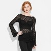 Women's Long Sleeve Lace Tunic Top - Wild Fable™ Black - 2 of 4