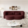 Modern Floor Sofa with 2 Pillows, Convertible Teddy Fabric Full-Size Folding Sofa Bed, 15" Foam Mattress for Living Room, Guest Bed, Playroom - 2 of 4