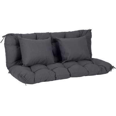 Aoodor 59" Tufted Porch Swing Cushions, Outdoor Swing Replacement Cushion 2-3 Seater with Backrest and 2 Pillows, Water and Fade Resistant
