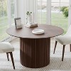 Wooakway 30"H Round Fashion Wooden Table Suitable for Kitchen Conference and Gaming Use One Pedestal Black/Walnut/Natural Wood - 2 of 4