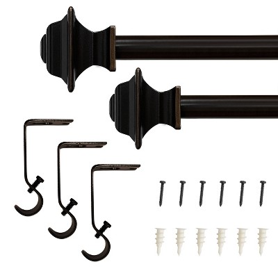 Lumi 48-84" Oil Rubbed Bronze Curtain Rod with Square Finials