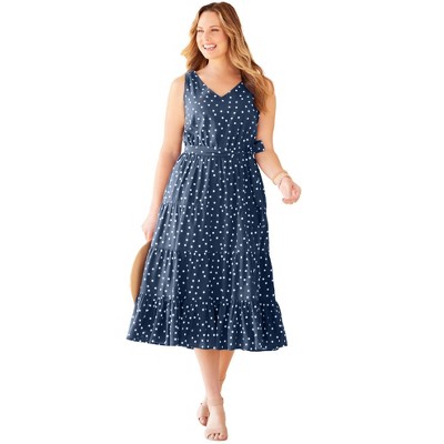 Catherines Women's Plus Size Liz&Me V-Neck Tier Midi Dress