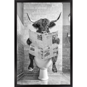 Trends International Reinders: Toilet Humor - Highlander Toilet Framed Wall Poster Prints Black Framed Version 22.375" x 34" - 1 of 4