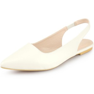 Allegra K Women's Faux Leather Pointed Toe Slip-On Slingback Flat Pumps - 1 of 4