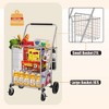 NAYSAYE Foldable Shopping Dolly Heavy Duty Utility Cart with Double Basket and Swivel Wheels for Groceries and Laundry, Gray, 24.6"*21.25"*40.15" - 3 of 4