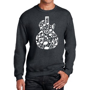 LA Pop Art Music Notes Guitar - Men's Word Art Crewneck Sweatshirt - 1 of 4