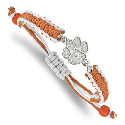 Black Bow Jewelry Stainless Steel Clemson Tigers NCAA charm Bracelet 9 Inch