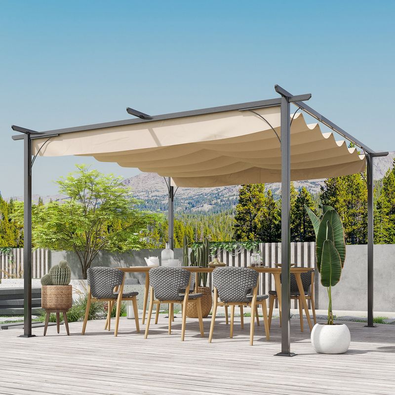 Outsunny Retractable Pergola Canopy, UV Protection & Sun Shade for Garden, Grill, Patio, Backyard, 2 of 9