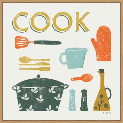 Amanti Art Retro Kitchen III Cook by Becky Thorns Canvas Wall Art Print Framed 22 x 22-in.