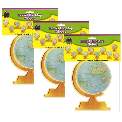 Teacher Created Resources Travel The Map Globes Accents 30 Per Pack 3 Packs (TCR8641-3)