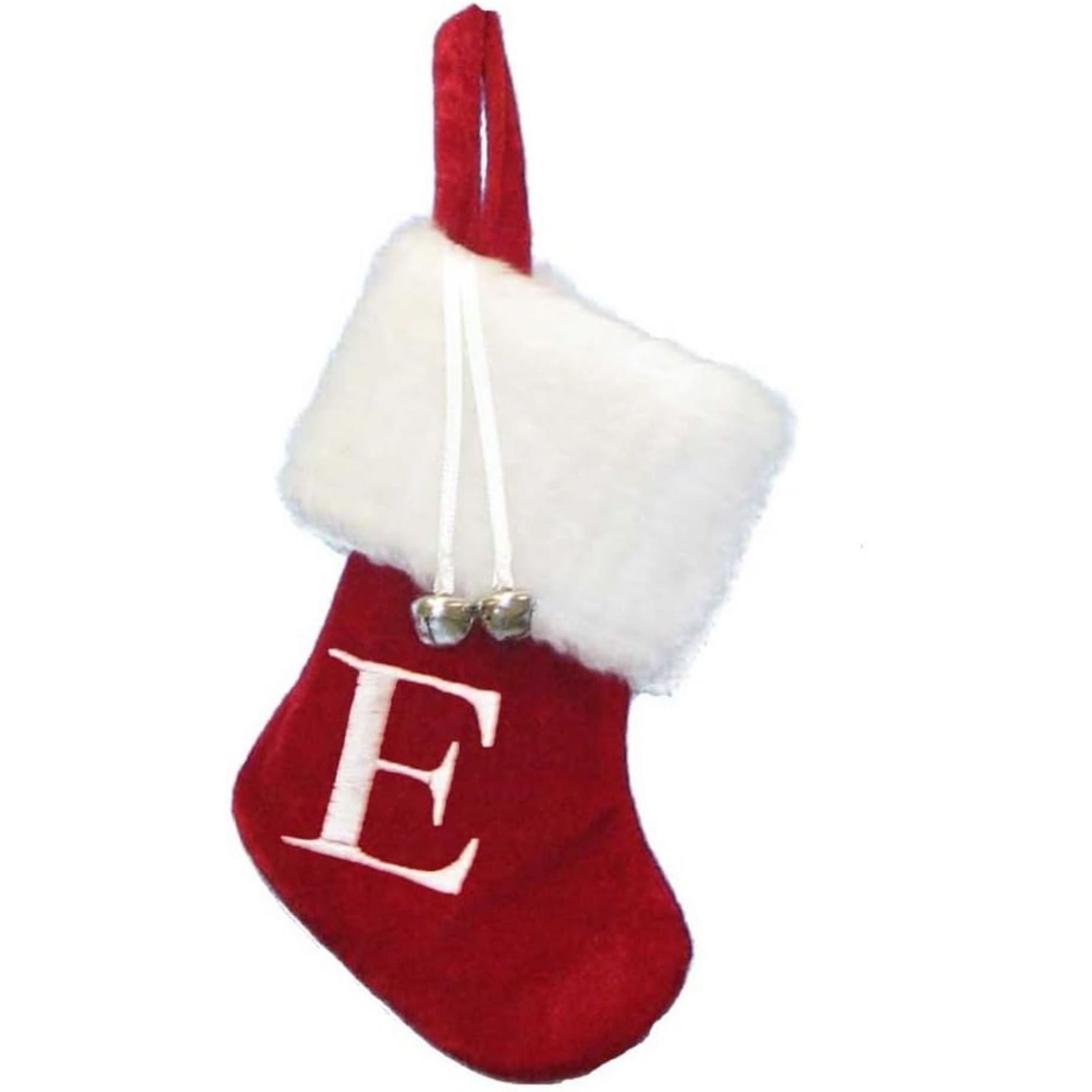 Kurt Adler Monogrammed “E” Miniature Christmas Stocking, 7in