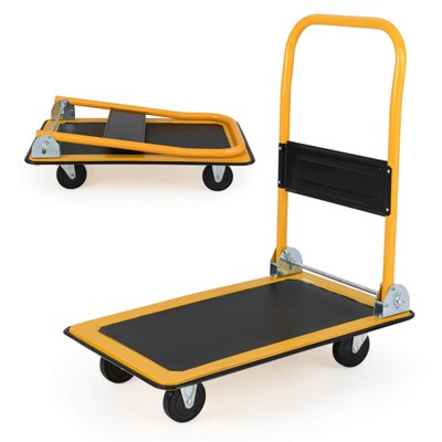Costway 330lbs Platform Cart Dolly Foldable Moving Warehouse Push Hand Truck Blue/Yellow