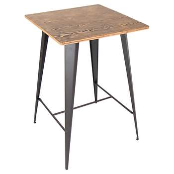 41" Oregon Industrial Bar Height Pub Table Matte Gray Metal with Medium Brown Wood Top - LumiSource