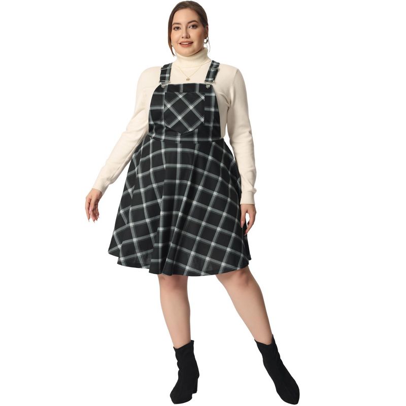Agnes Orinda Women's Plus Size Elegant Plaid Overalls Fashionable A Line Skirts, 3 of 6