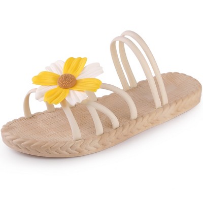 Allegra K Women's Espadrille Sunflower Decor Slip-on Strappy Beach Sandals