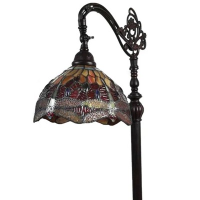 Amora Lighting Tiffany Style Dragonfly Reading Floor Lamp 62 Inch