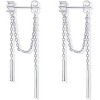 Gold Plated Sterling Silver Drop Dangle Chain Earrings - CZ Ball Threader Earscapes, Dangling Stud Earrings - 3 of 4