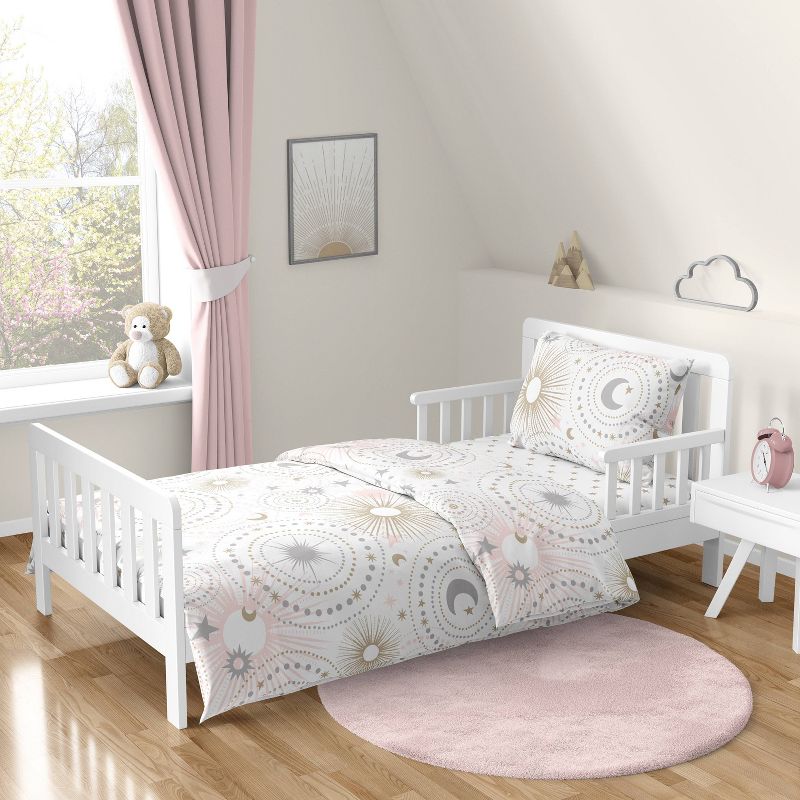 5pc Celestial Toddler Kids&#39; Bedding Set Pink and Gold -Sweet Jojo Design, 1 of 8