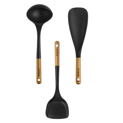 Kaluns Black Utensils Wood and Silicone Cooking Utensil Set (Set of 21)