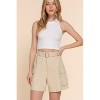 Slickblue Women's Casual Belted Cargo Shorts - Cotton Stretch with Pockets, Beige/Coffee/Navy, Size S-L - 4 of 4