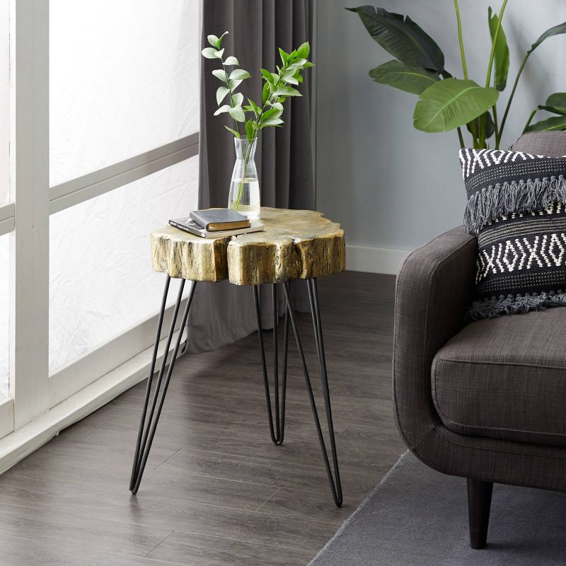 Modern Polystone and Metal Accent Table - Olivia &#38; May, 2 of 5