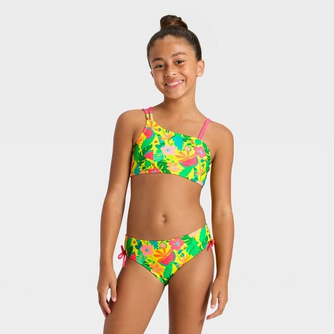 Cat & Jack Girls' Giving Trop-lsational Swimwear Set - Cat & Jack™ Yellow M