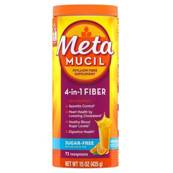 Metamucil Psyllium Fiber Supplement Sugar Free Powder - Orange Smooth - 15oz