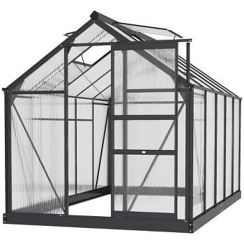 Outsunny 6.2' x 10.2' x 6.6' Polycarbonate Greenhouse, Heavy Duty Outdoor Aluminum Walk-in Green House Kit with Vents & Door for Backyard Garden, Gray