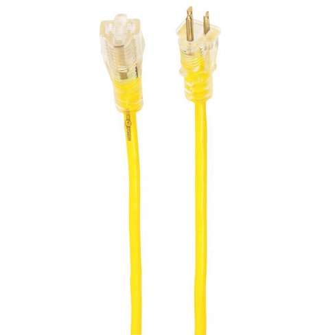 25Ft Indoor Outdoor Extension Cord, Yellow 14AWG/15A 3 Prong Plug