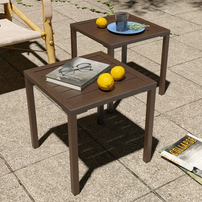 Light Gray Aluminum Square Outdoor Side Table