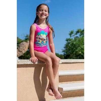 L.O.L. Surprise Brandclub L.O.L. Surprise Surfer Babe Dawn Coconut Q.T. Little Girls One Piece Bathing Suit Rash Guard Tankini Top Bikini Bottom and Skort 5 Swimsuit Set 5 6