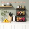2 Pack Stackable Wire Baskets with Wood Lid, Potato and Onion Storage Bin with Banana Hook for Vegetable - 2 of 4