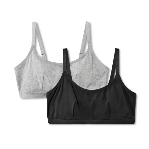 Women's 2pk Cotton Blend Scoop Back Bralette - Dealworthy™ Black/Heathered Gray - image 1 of 3