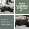 Breighton Home Designs4Comfort Sheridan Storage Ottoman with Reversible Tray and 2 Side Ot Dark Charcoal Gray Fabric - 4 of 4