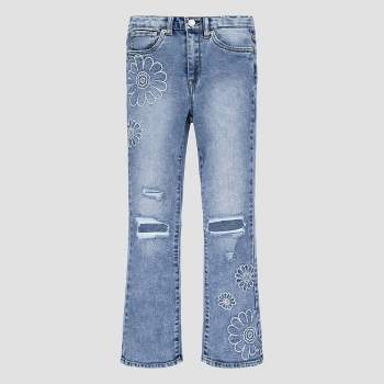 Girls' High-rise Embroidered Ankle Straight Jeans - Cat & Jack™ Blue :  Target