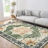 9x12 Area Rug Washable, Low-Pile Rug with Non-Slip Rubber Backing, Boho Vintage Style, Ideal for Bedroom Living Room Home Office Playroom, Blue - 3 of 4