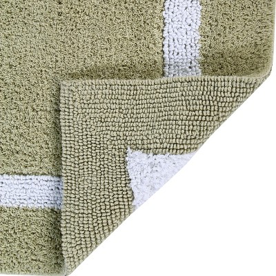 Sage and White Cotton 2-Piece Bath Rug Set