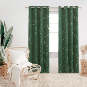 Deconovo Gold Line 52 Width Curtain Panel Pair (2 Panel) - 1 of 4