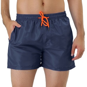 Lars Amadeus Men's Summer Drawstring Waist Solid Color Mesh Lining Swimming Board Shorts - 1 of 4