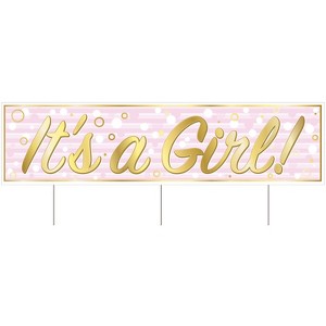 Beistle Plastic Jumbo It's A Girl! Yard Sign, 11.75" x 3' 11", (1/Pkg) Multicolored - 1 of 3