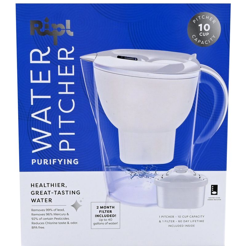 Ripl 10 cups Clear Water Filter Pitcher, 1 of 2