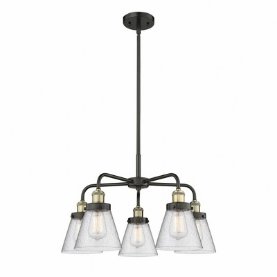 Cone - 5 Light Stem Hung Chandelier In Art Deco Style-14.75 Inches Tall and 24.25 Inches Wide