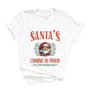 Simply Sage Market Women's Santa's Comin To Town Vintage Short Sleeve Graphic Tee - 1 of 4