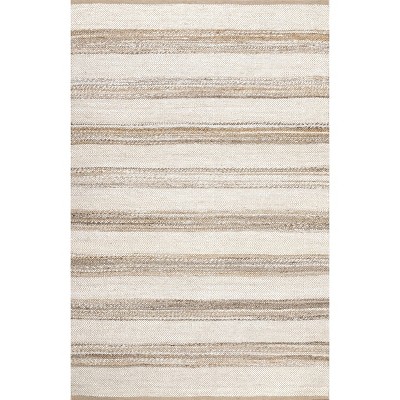 Maui Handmade Natural Jute & Cotton 5' x 8' Striped Area Rug