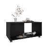 Coffee Table, 4 Wheels, 1 Shelf, Black - 3 of 4