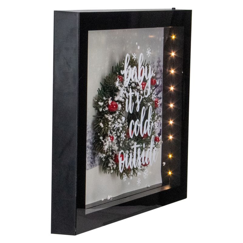 Northlight 14" Black Framed 3D "Baby It's Cold Outside" Christmas LED Decor Box, 3 of 6