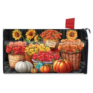 Briarwood Lane Fall Mailbox Cover  - Standard Size - Baskets of Mums For Fall Mailbox Cover - 1 of 2